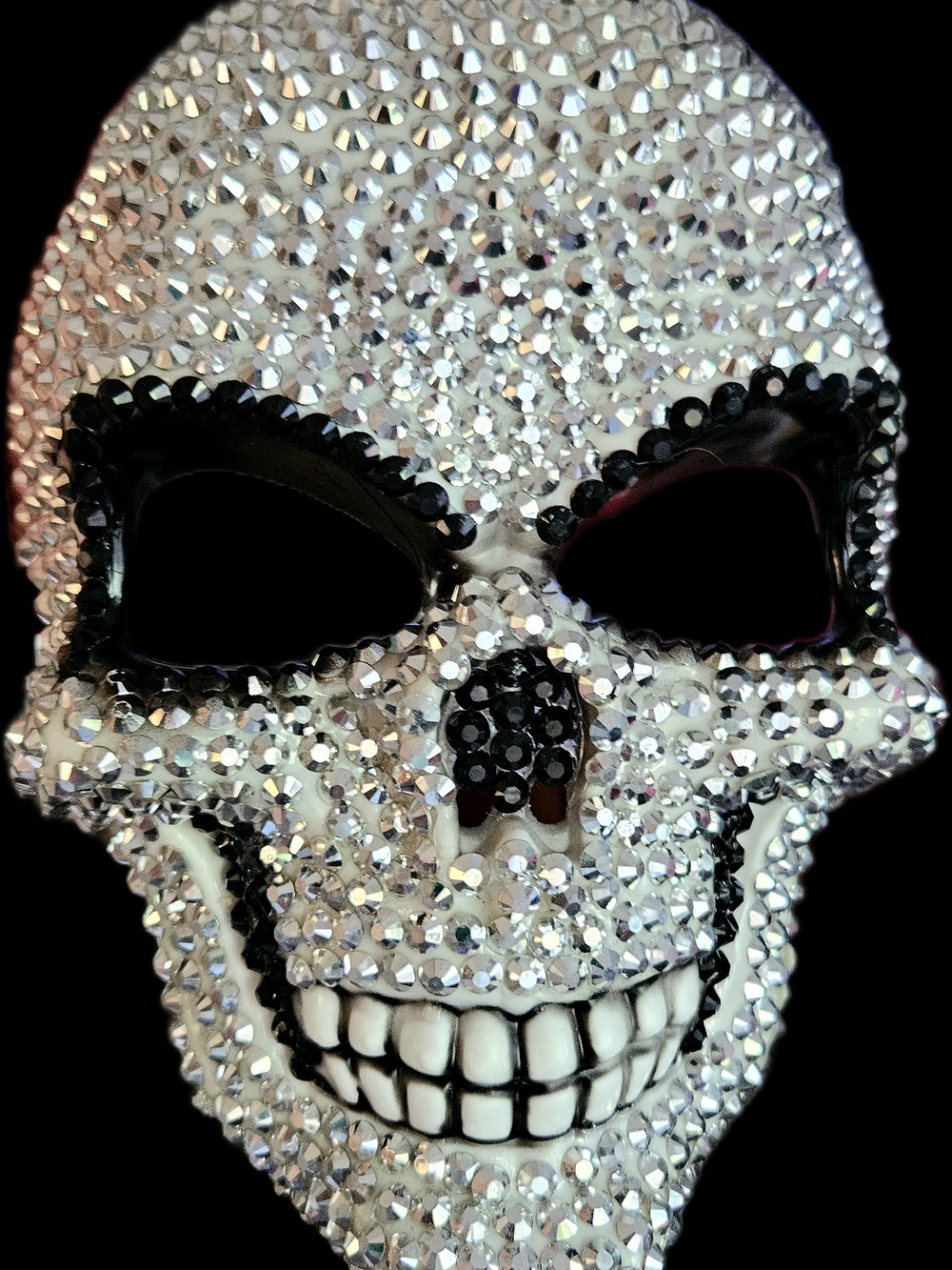 Crystal Skull Decorative Halloween Mask - Silver and Black